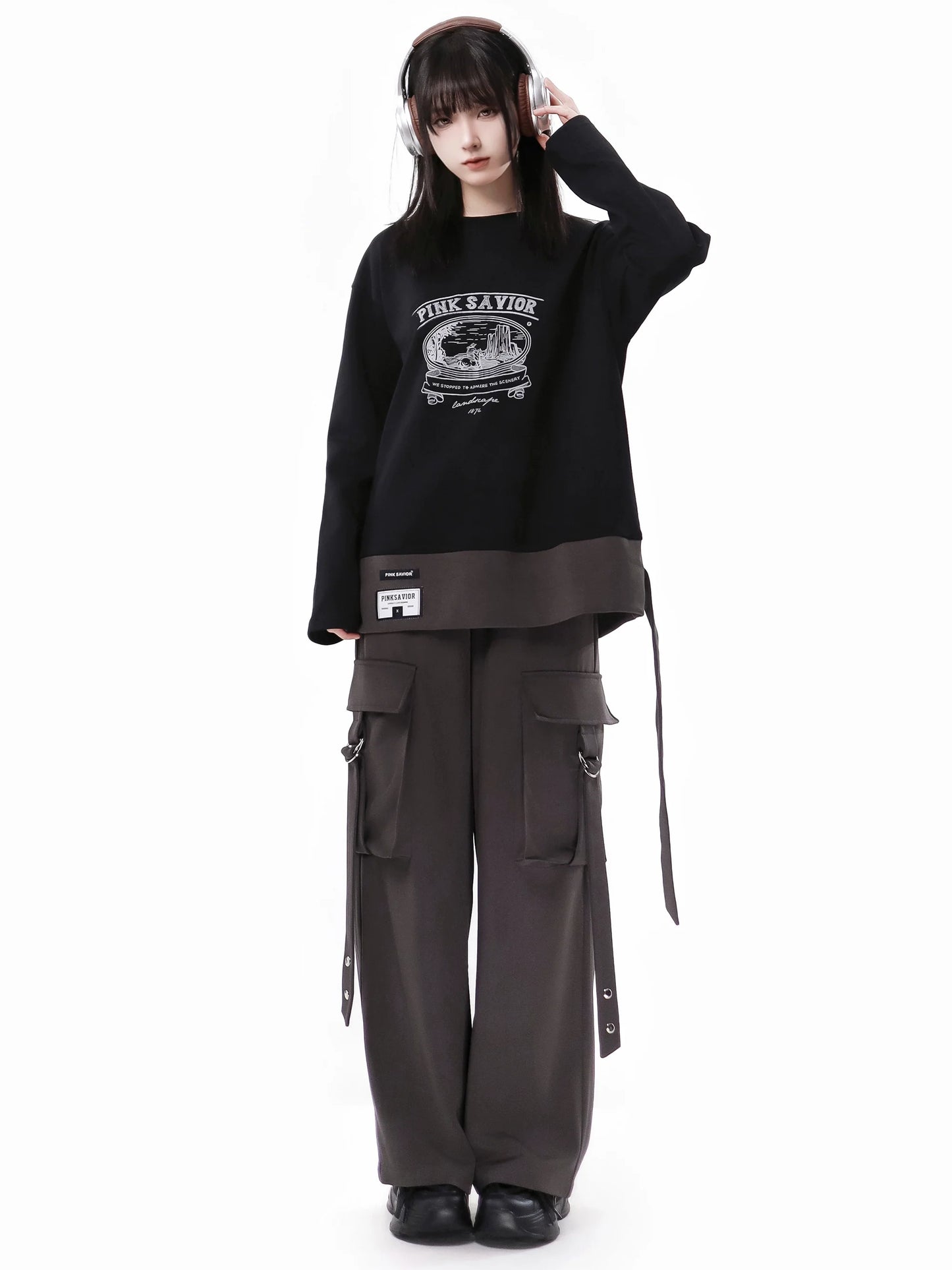 ストライプ + シャツ カジュアル ストリート レイジースカート レトロ