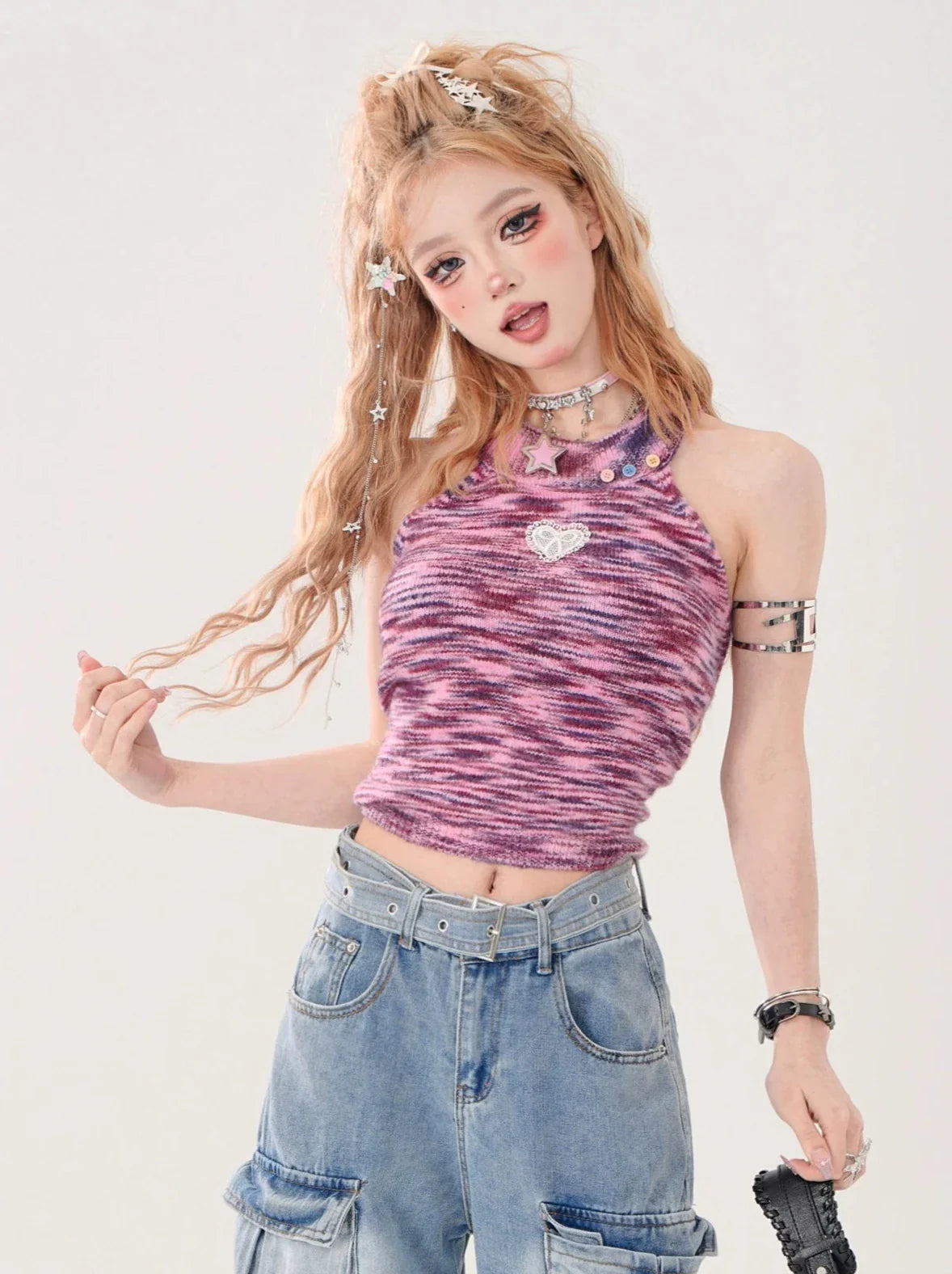 Kurzes, gestricktes Neckholder-Camisole