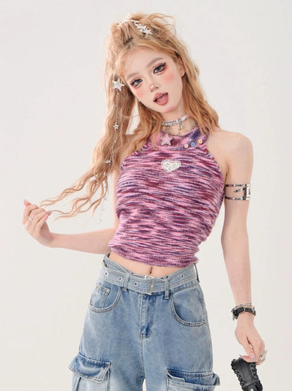 Kurzes, gestricktes Neckholder-Camisole