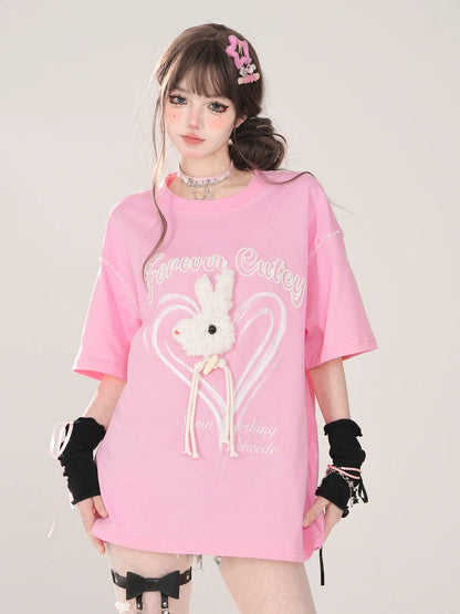 T-Shirt Rabbit 3D Short-Sleeved Design
