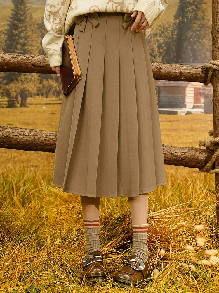 Ribbon Skirt Preppy Style Pleated Retro