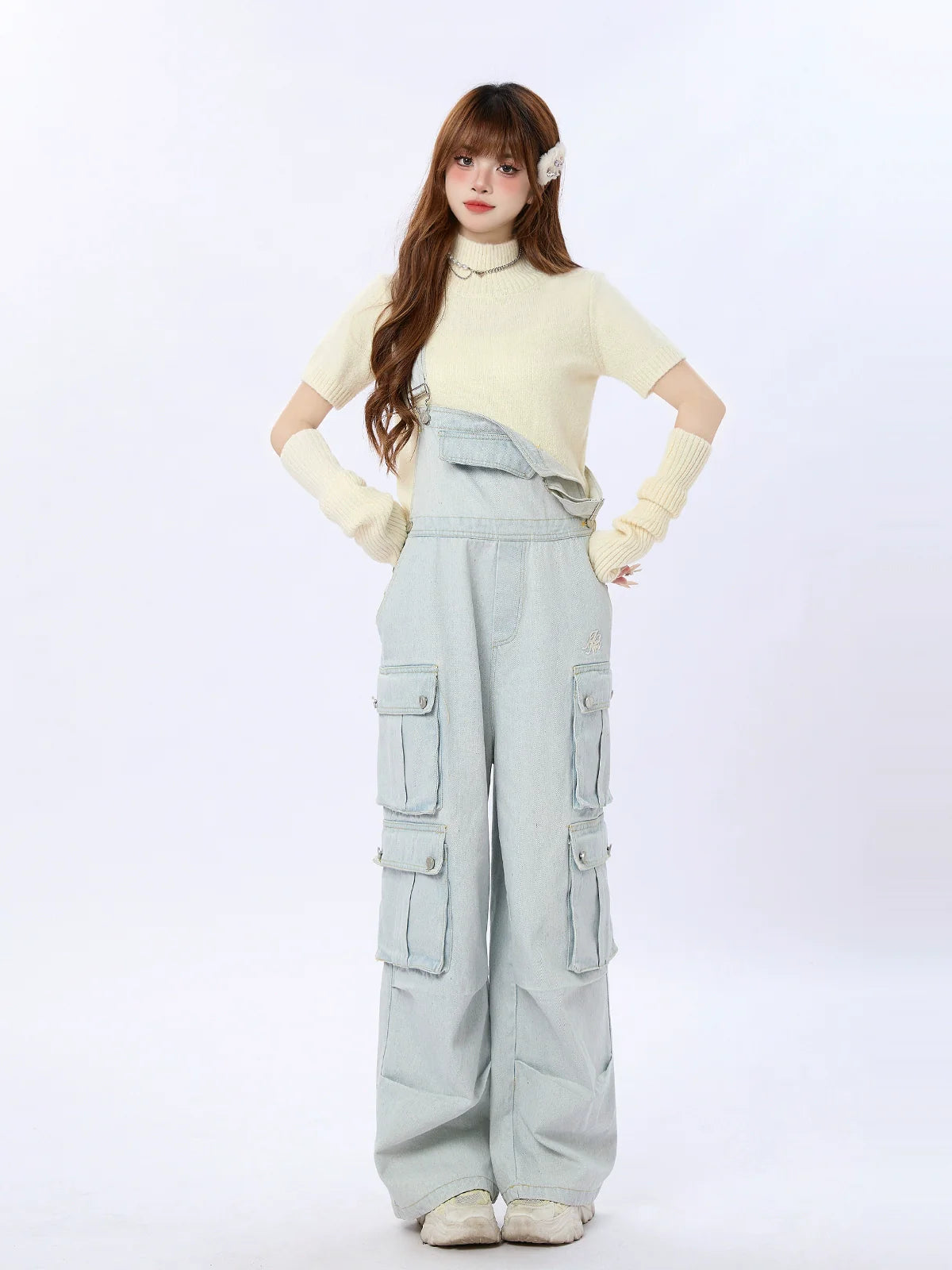 セーターニットタートルネックワンピーストップスハーフツー