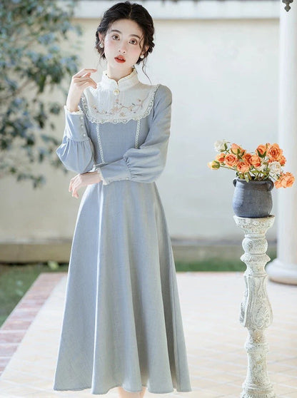 レトロウエストマークアイスドレス ブルー