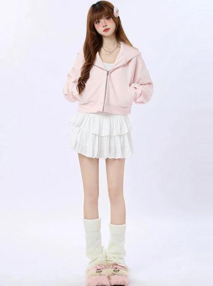 Hoodie Milky Short Spring Sweet