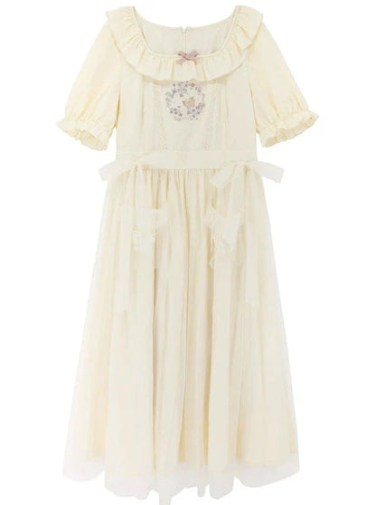 Ruffle Bow Double Dress Collar