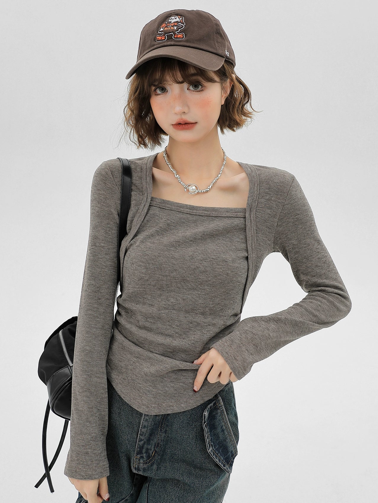 Square Korean Slim Style Long Neck T