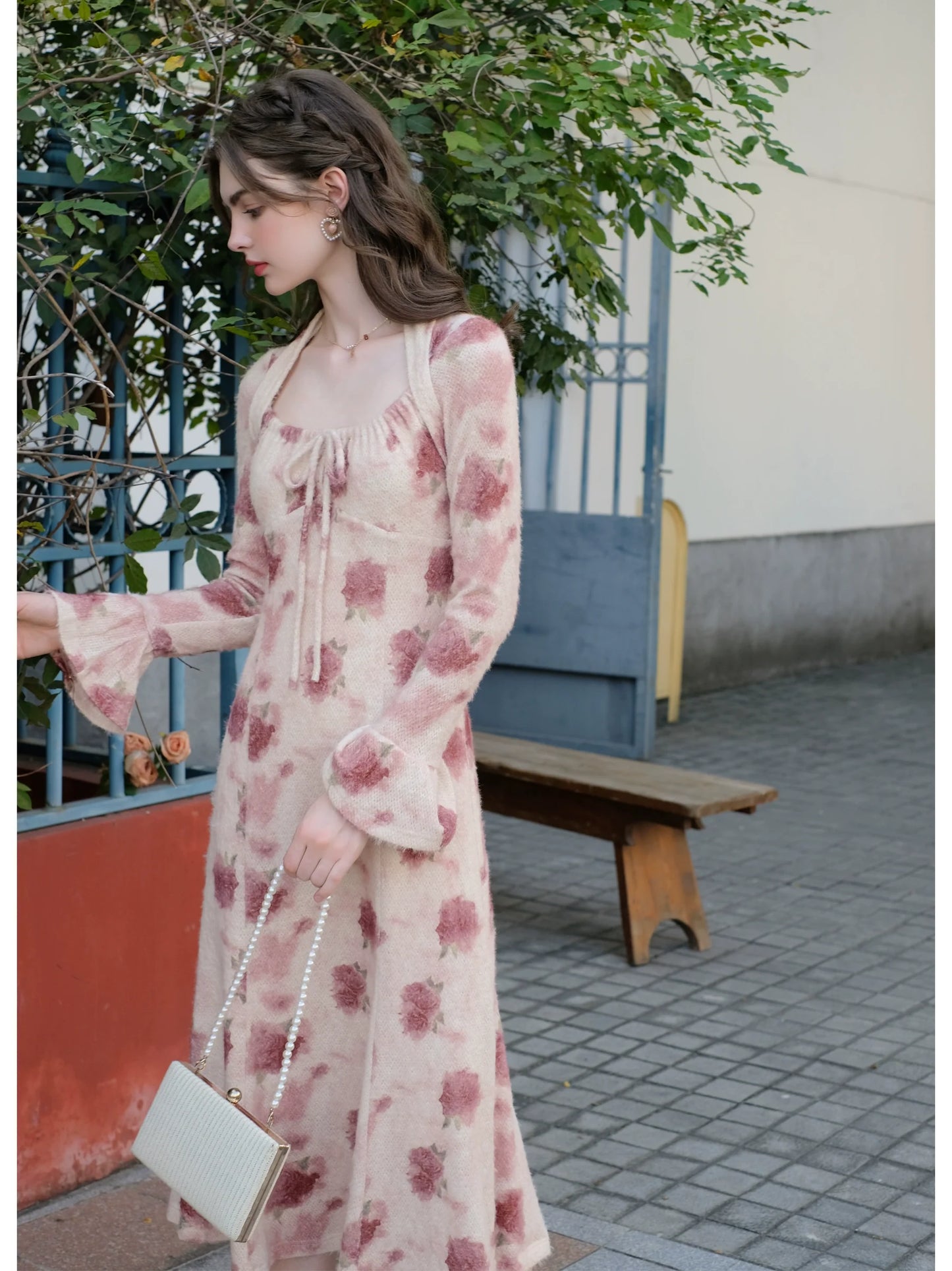 Rose Lace Flower Fairy Dress Print French