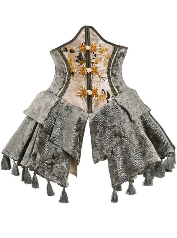 ディスクバックルタッセルフィッシュボーンチャイナウエストバンド