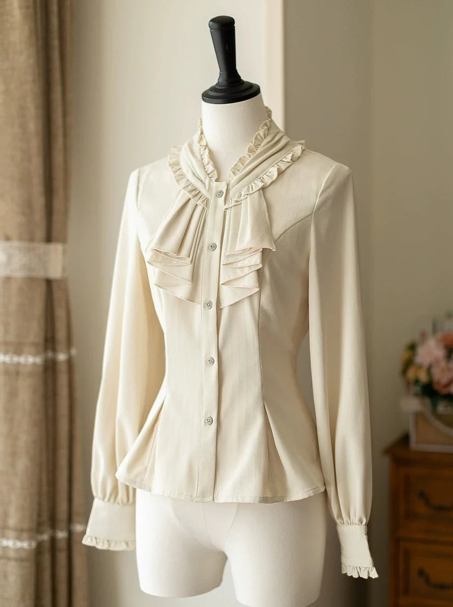 Retro + Brest Rock Klassisch Elegant Shirt Lolita Rüschen Elegant