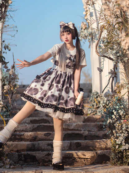 ヒョウ柄ワンピース ボリュームドット ロリータ