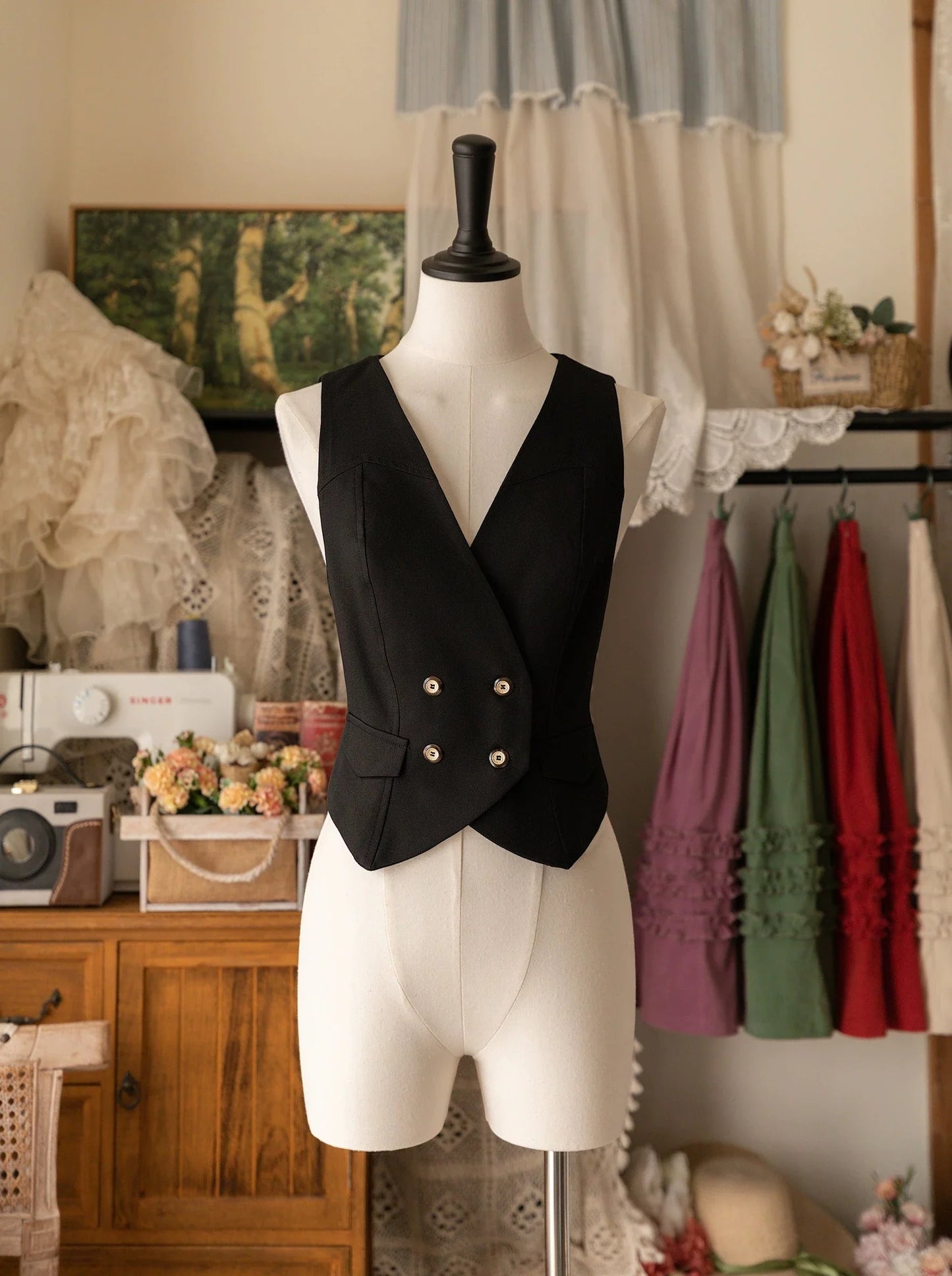 Forest Classic Collar Original Drobe Tower Vest Retro