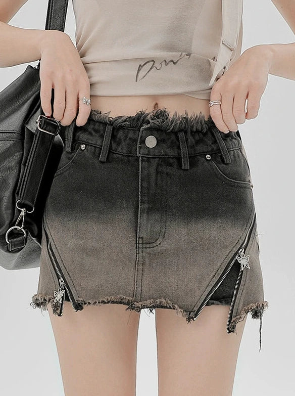 American Style Shorts Gradient Skirt Denim