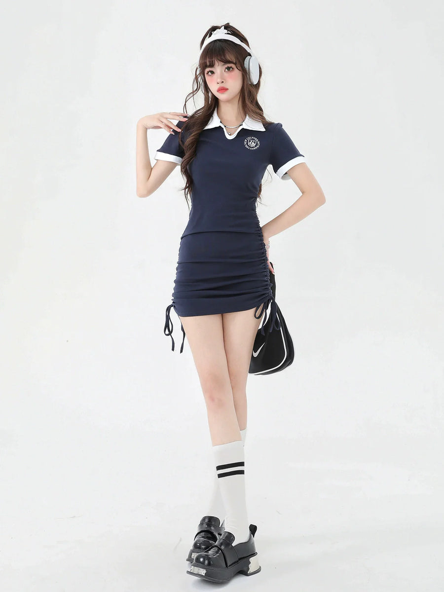 Robe universitaire de style américain avec cordon de serrage et revers