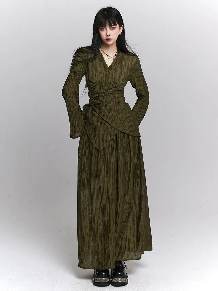 Loose + Long Waist Skirt Top Retro Dark