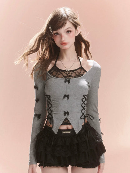 Oberteil mit Schnürung, Schlitz an der Seite und Schleife