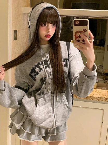 Top Sweatshirt Grauer Rock + American Retro Hoodie