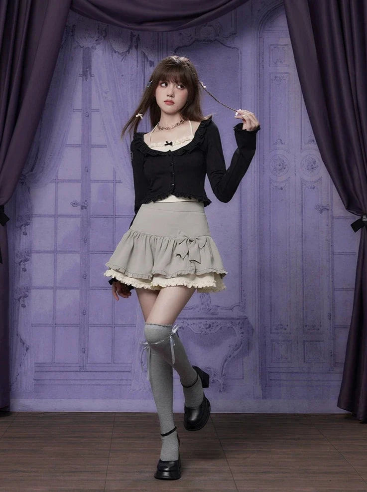 スリットフリルリボンスカート