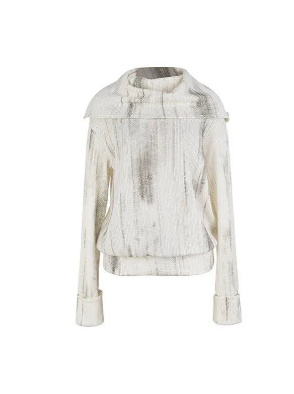 Dark Top Print Rollkragen Marmor