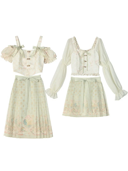 シフォンライトチャイナグリーンフローラルセットアップ