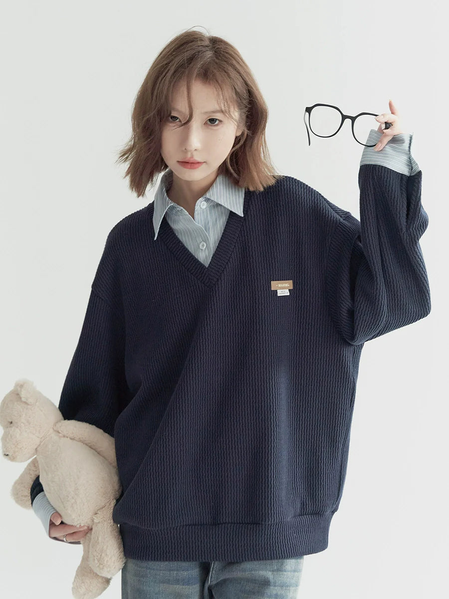 Piece Shirt Point Sweatshirt Design Two One Faux