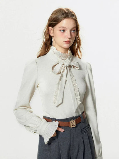 Bow-tie Gray Vest Pleated Knit Pants Slack Suit + Shirt