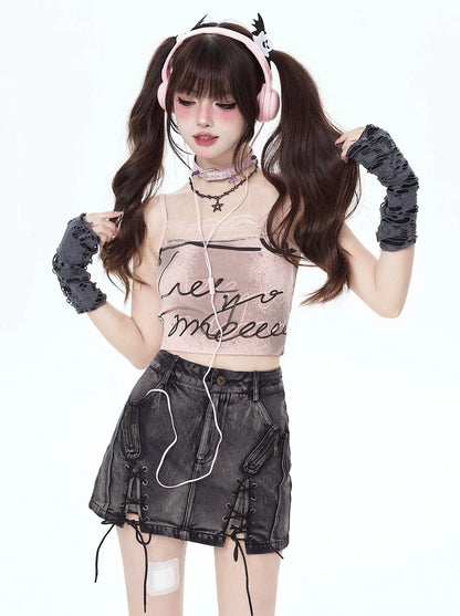 Nischen-Retro-Rock-Design, taillenhoher Denim