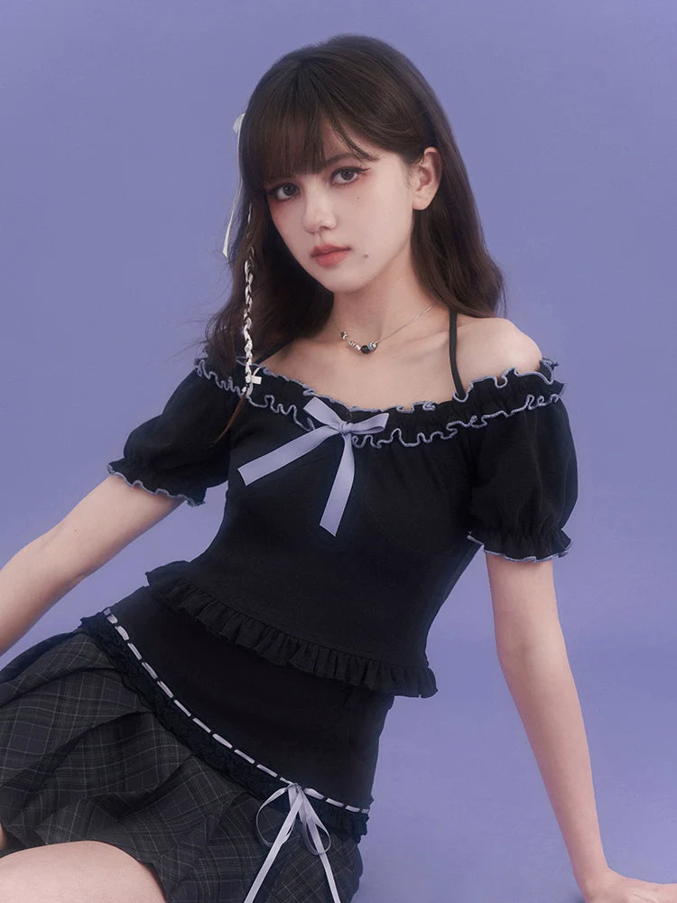 Little Ribbon Top Lila Rüschen