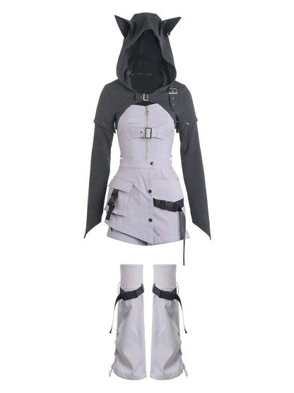 スーツ迷彩柄 取り外し可能デザイン パーカー オリジナルスリーブ ウルフ