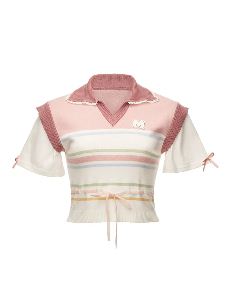 Poloshirts Sommer Kurz Gestreift