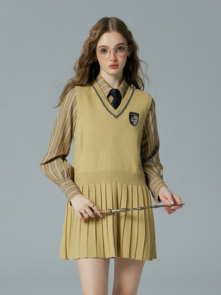 Pleated Sleeveless Knit Dress College