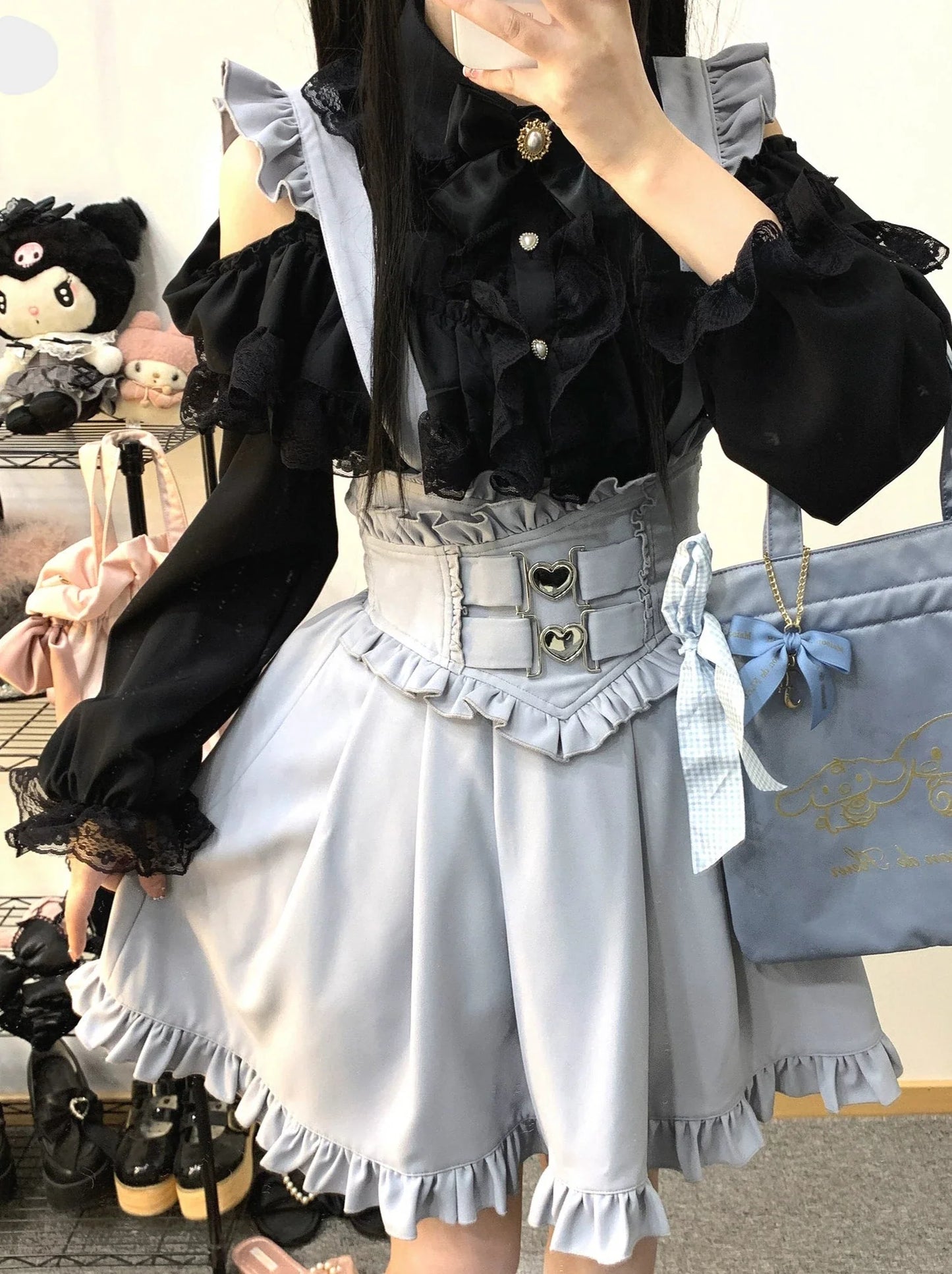 Schulterfreies Hemd mit Schleifenspitze