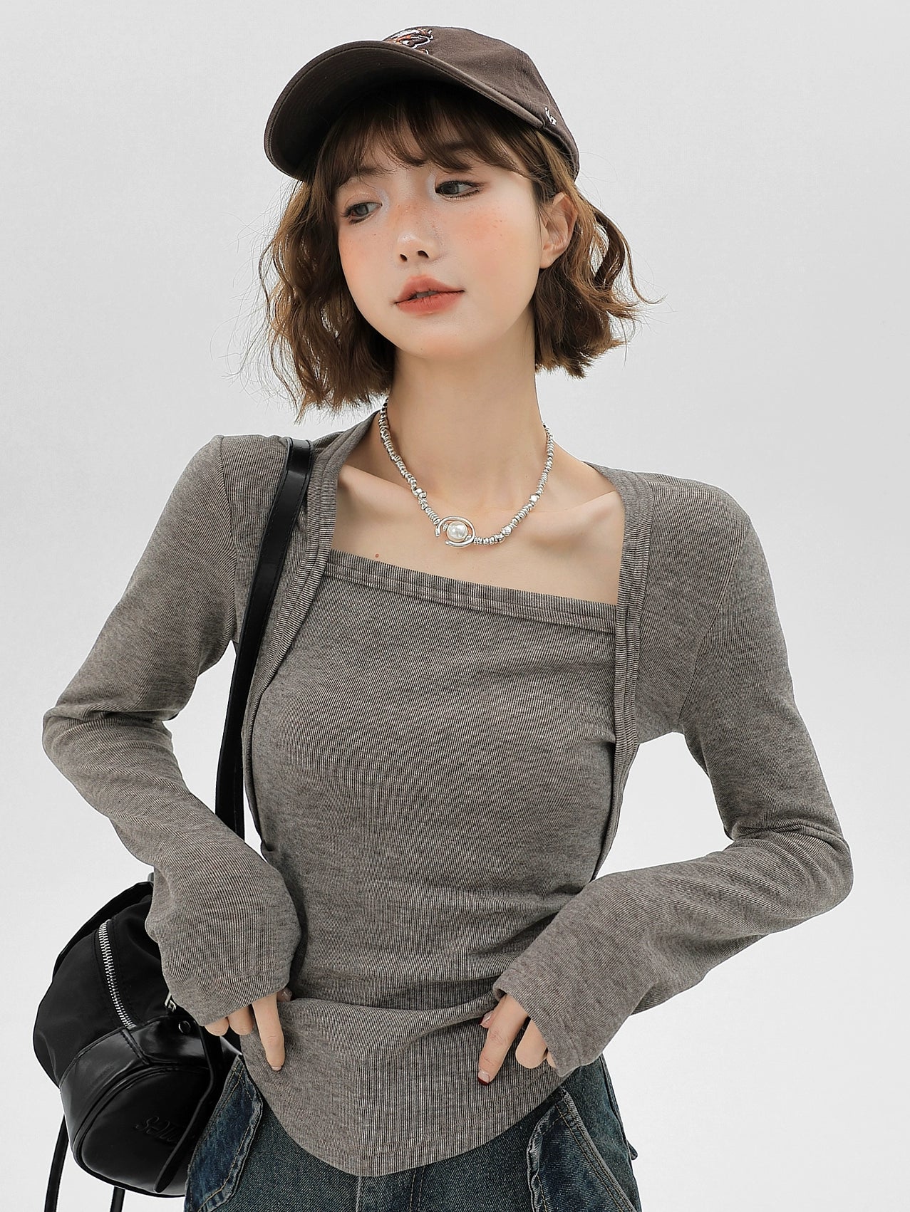 Square Korean Slim Style Long Neck T