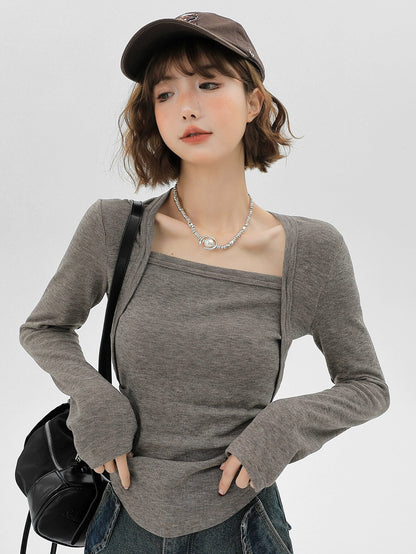 Square Korean Slim Style Long Neck T