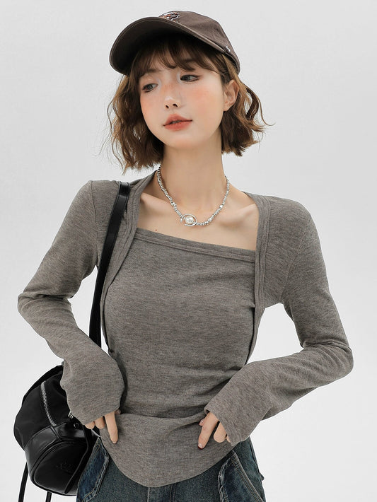 Square Korean Slim Style Long Neck T