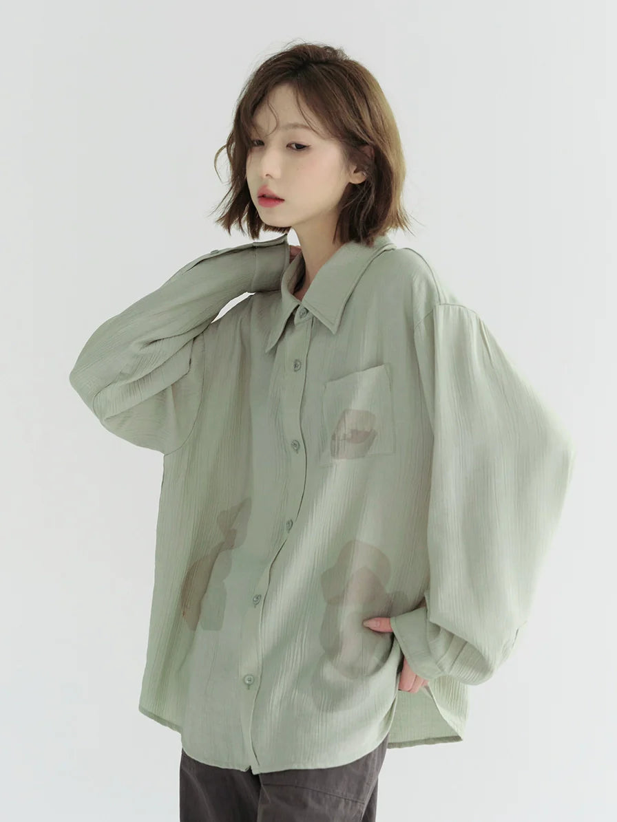 Design Shirt Sheer Pleated