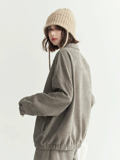 ルーズトップラペルポロ ジップアップ