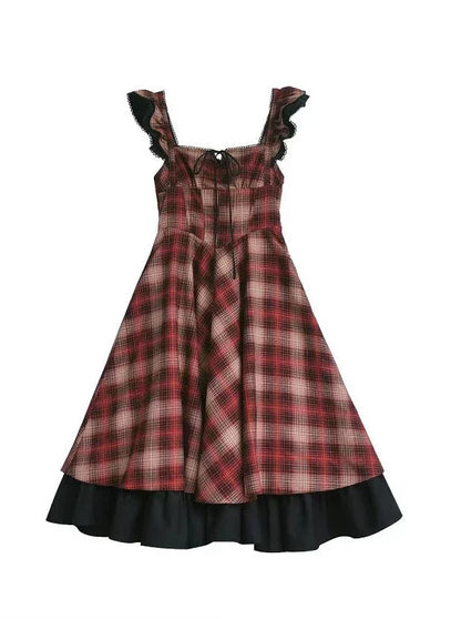 Ruffle Black Accessories Suit Ruffle Shoulder Ribbon + Sleeve Shirt + Retro Elegant Dress Check Layered