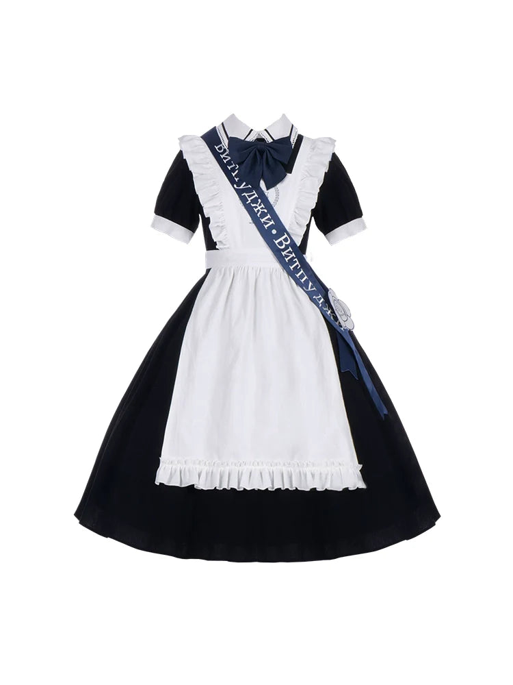 Kleid College Lolita mit Rüschen + französische Schürze