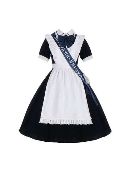 Kleid College Lolita mit Rüschen + französische Schürze