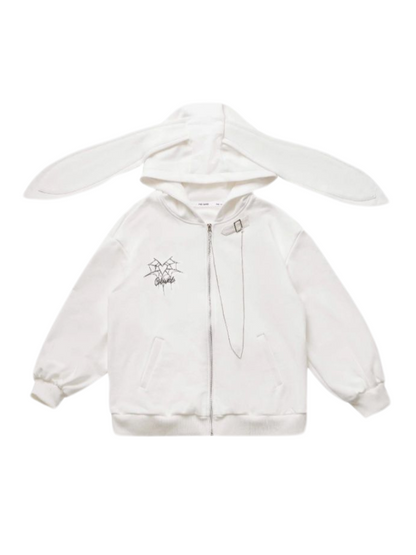 Spider Chain Slim Strap Hoodie Web Rabbit Ear