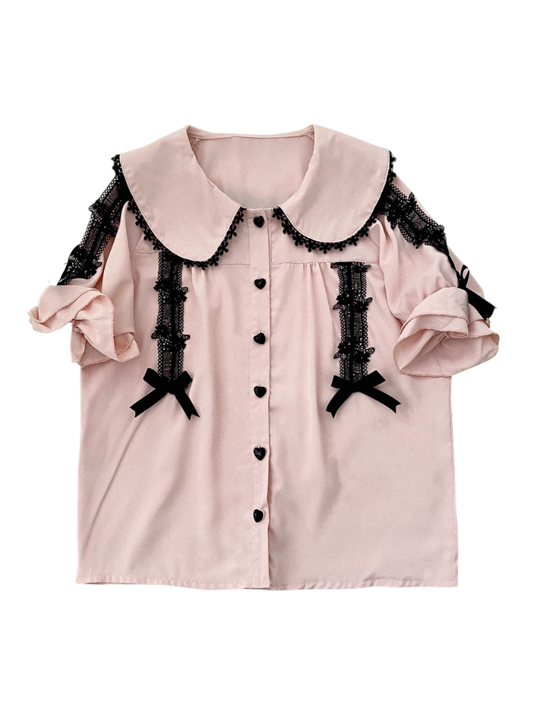 Spitzenhemd mit Puffärmeln und Kragen