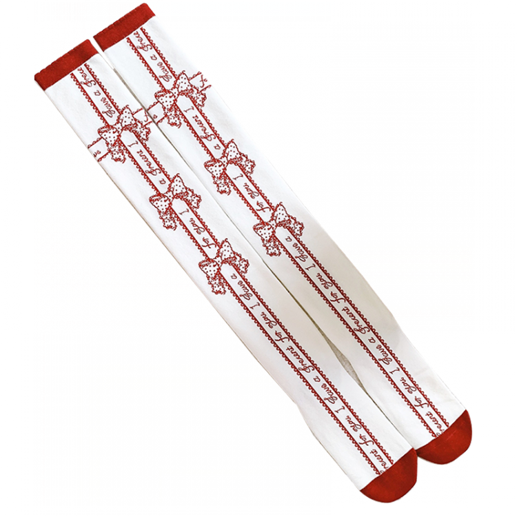 Red/Black/Blue/Pink Bowknot Print Sweet Lolita Overknee Stockings