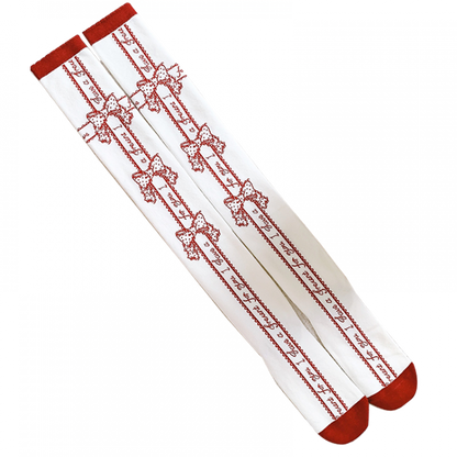 Red/Black/Blue/Pink Bowknot Print Sweet Lolita Overknee Stockings