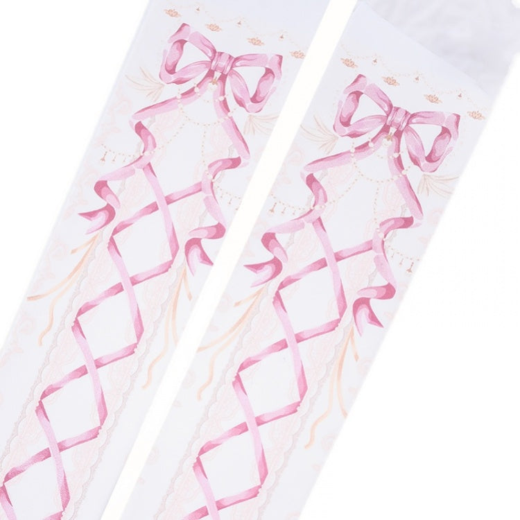 Pink/Blue Ribbon Print Sweet Lolita Tights