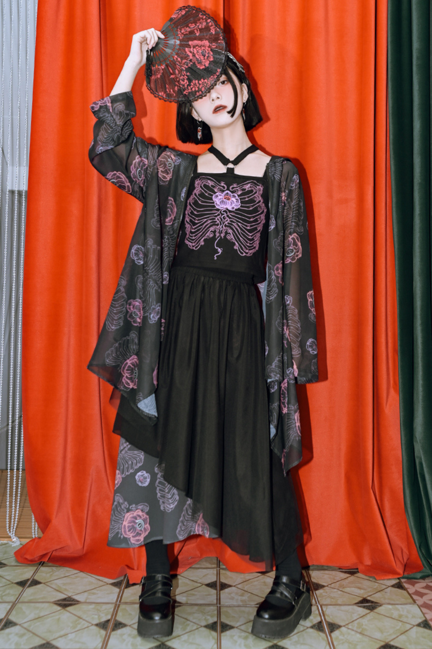 シャツ サンフラワーボーン フード付きシフォン