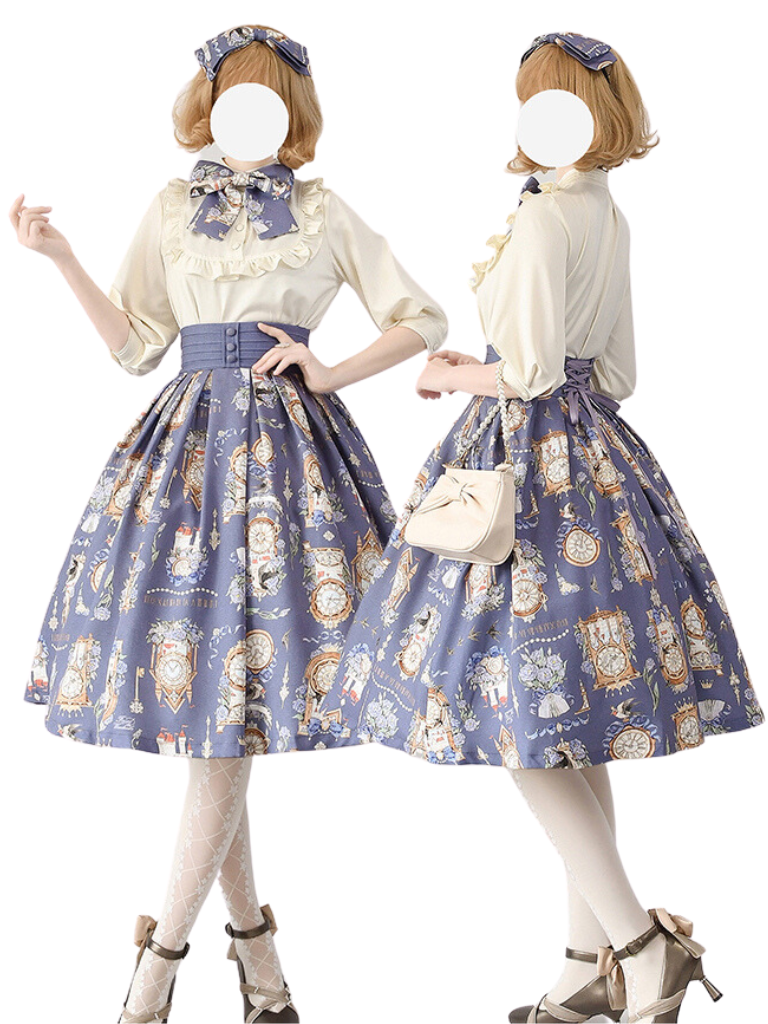 ロリータエコー デイリーエコー セットアップ サスカート エレガン トロクラシカルプリントシャツ エターナル