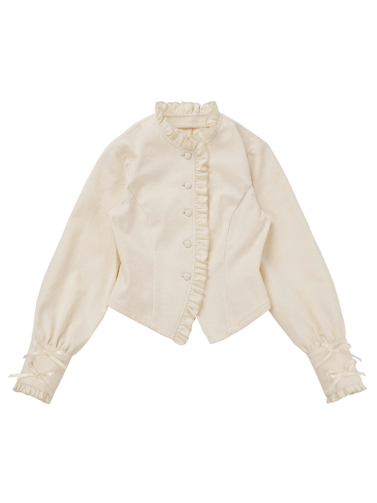 Band Rüschen Kurze Jacke Singen Stehen Farbe Dunkle Muster Hemd Rock Anzug