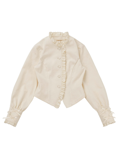 Band Rüschen Kurze Jacke Singen Stehen Farbe Dunkle Muster Hemd Rock Anzug