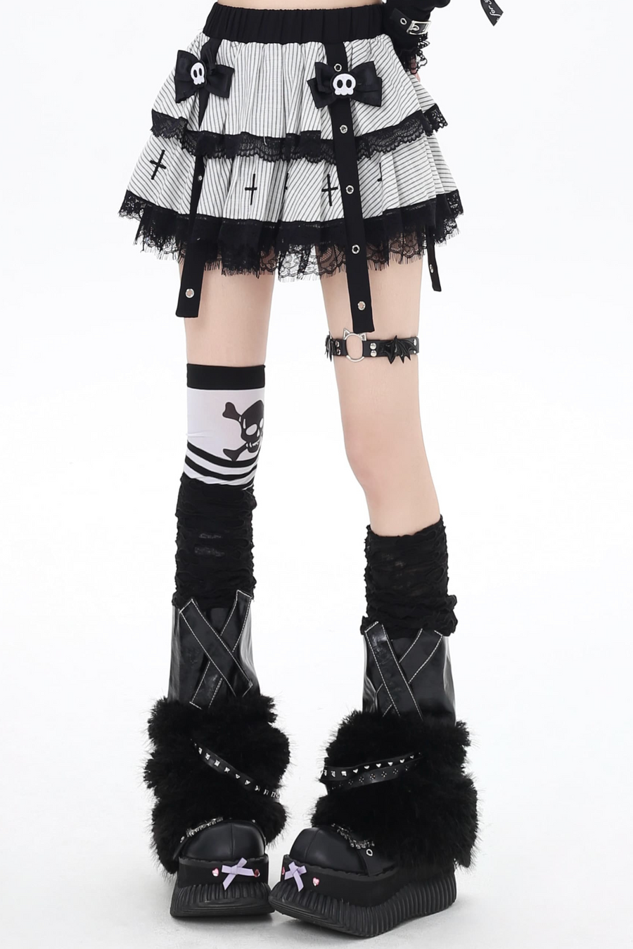 Punk Skirt Puff Mine Striped Cake Girl