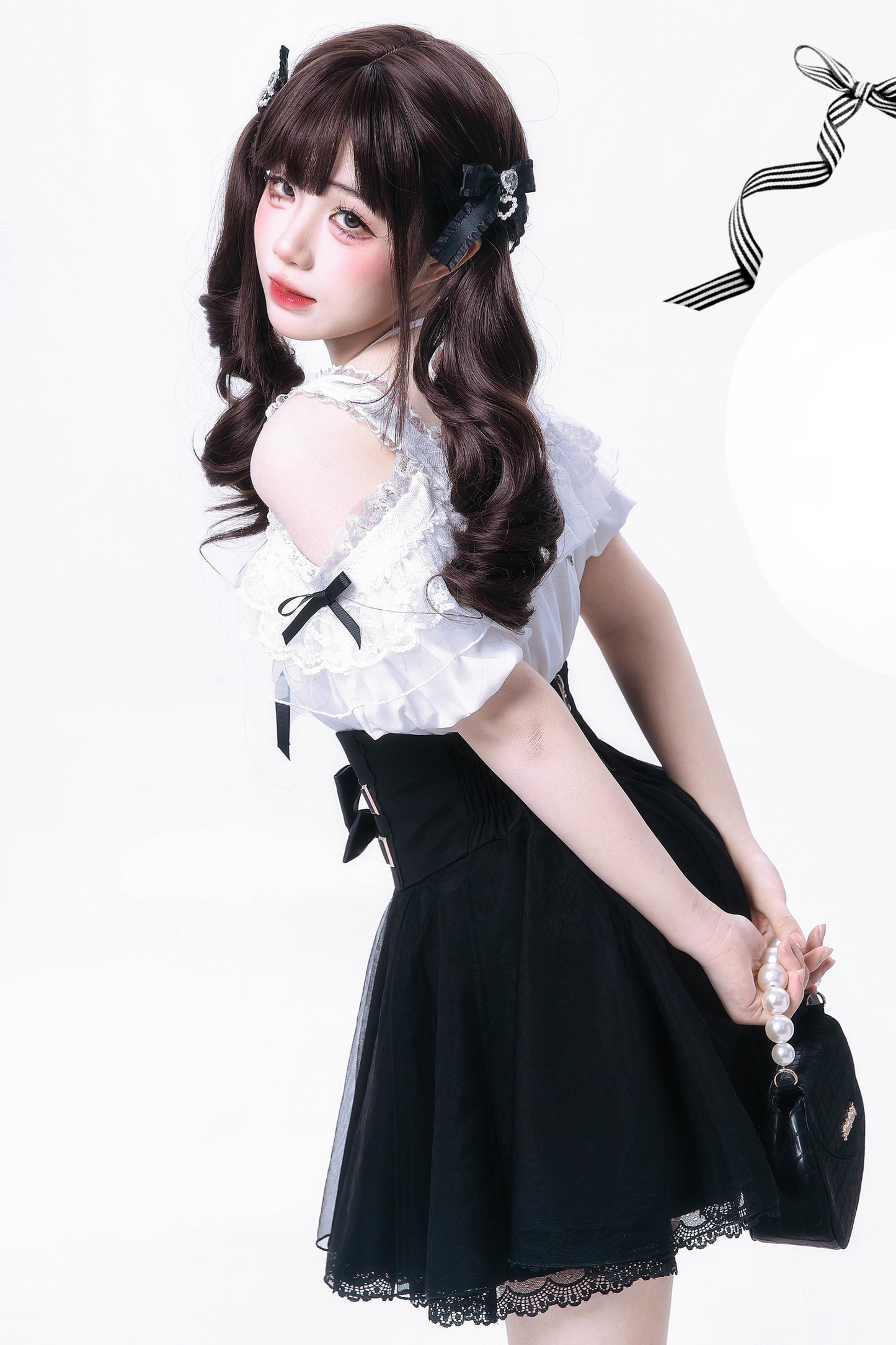 Band + Bluse Rock Produkt Süße Große Mine Bogen Reservierung Taille Hohe